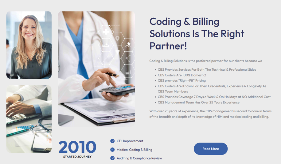 The Coding & Billing Solutions website by Grey Matter Direct