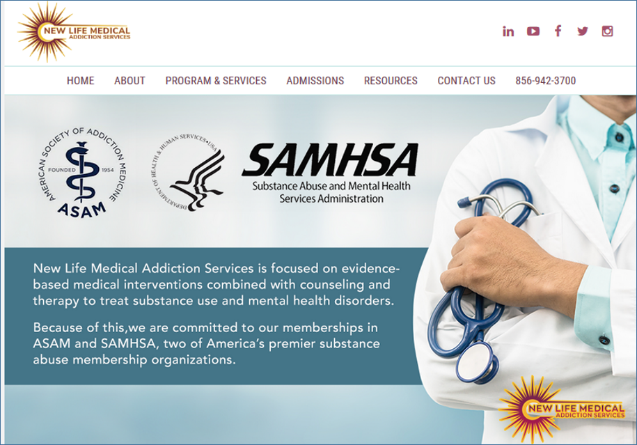 New Life Medical Addiction Services Website In Marlton New Jersey designed by Grey Matter Direct