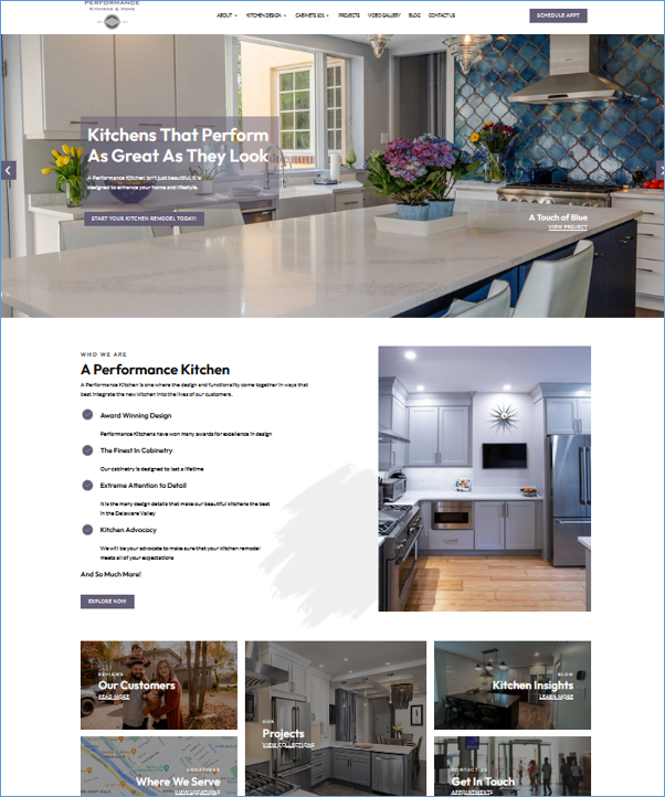 Grey Matter Direct created the Performance Kitchens & Home website