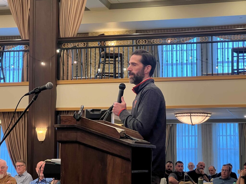 Phillies Chaplain Jeff Boettcher gave a moving speach to get the men in the room ready for Easter.